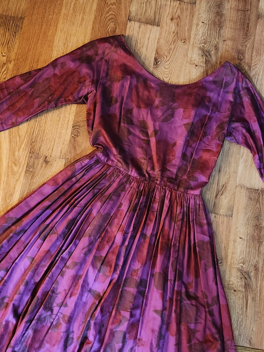 VTG 50s Purple Floral Fit-and-Flare Women's Dress